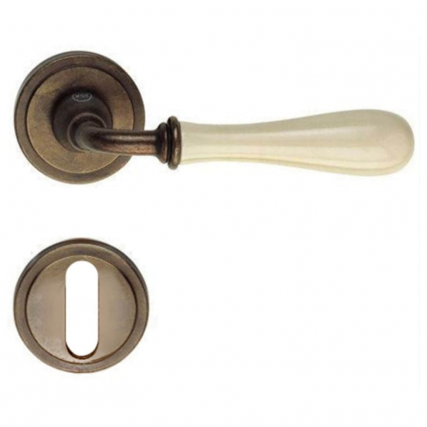 Door handle H1004 Antares, Interior, Browned Brass/Ivory