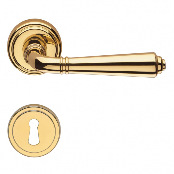 Door handle H1037 - Brass - Interior with key plate - Model TESEO