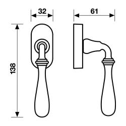Klamka do drzwi okiennych - Mosi&#261;dz - Model H1004F