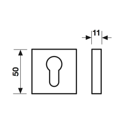 Cylinder ring / Square - Black - For door handles H377 - K3033