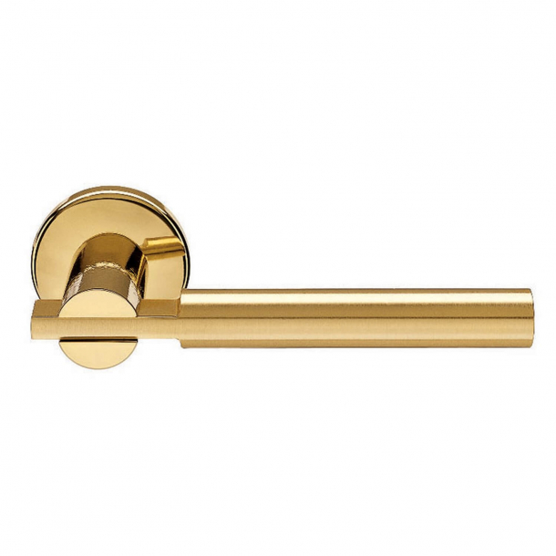 Design door handle H329, Polished Brass/Satin bras