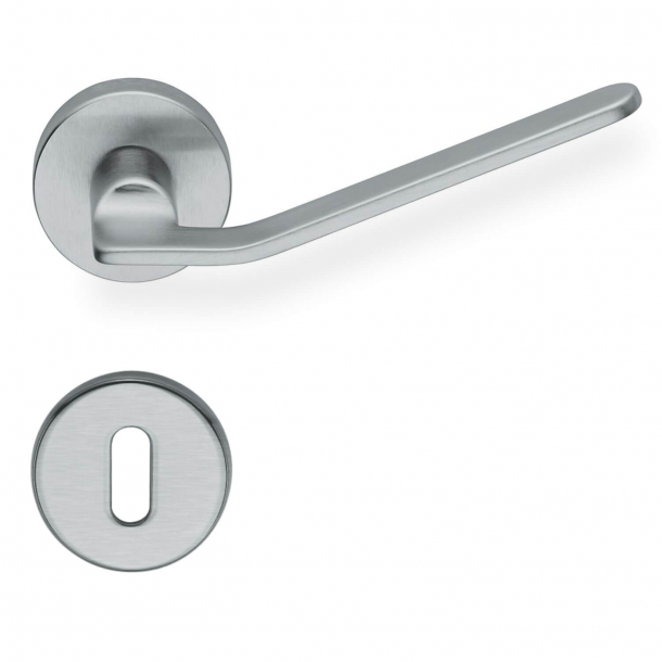 Design dörrhandtag - Borstad krom - Rosett och nyckelskylt - Fusital modell H310