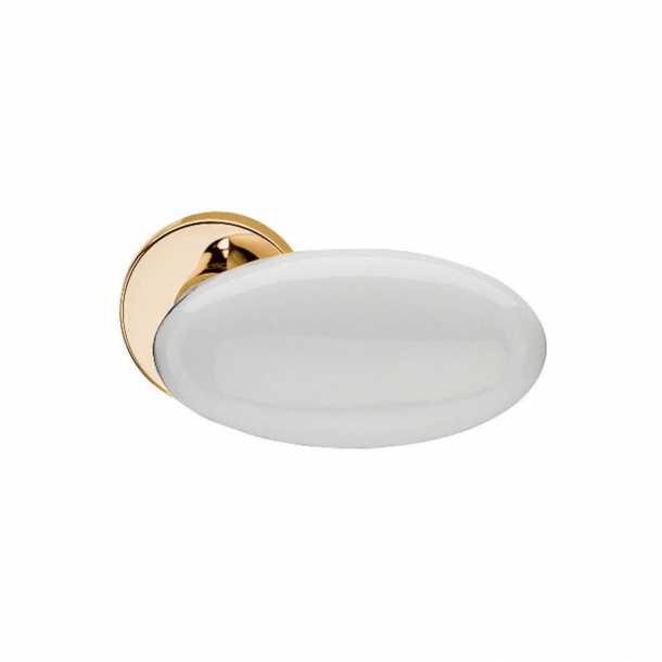 Design door handle H315 - Brass and porcelain